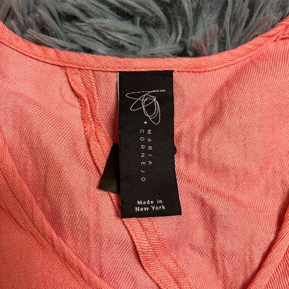 Zero + Maria Cornejo Salmon Linen Blend Asymmetrical Textured Blouse Sz 4 S - Picture 2 of 5